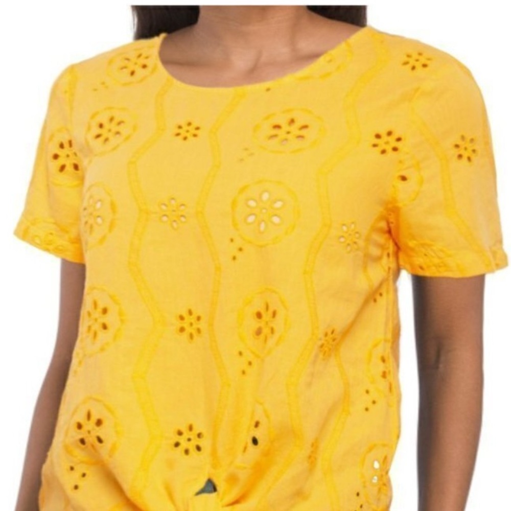 Christian Siriano Yellow Eyelet Women's Top